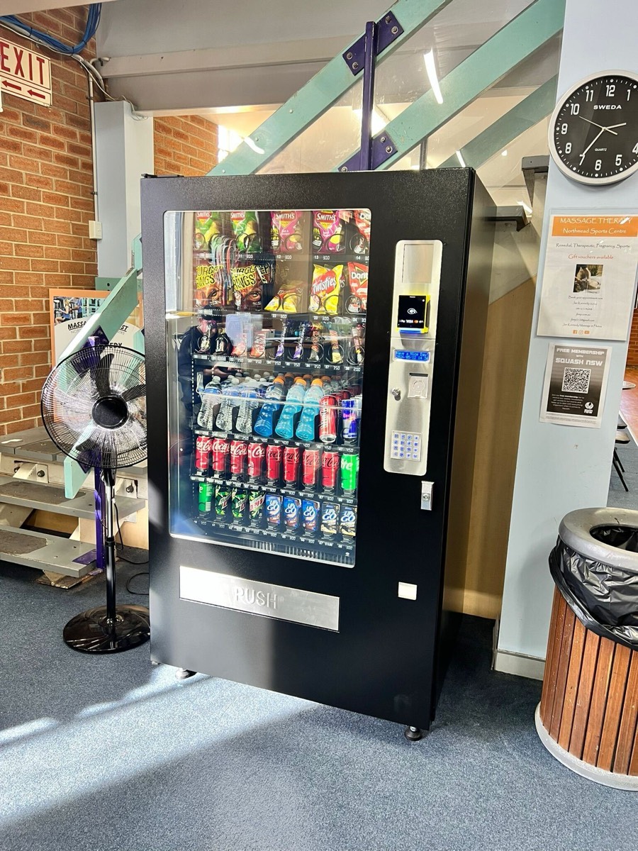 AKRA vending machine installed at NHC Northmead squash centre